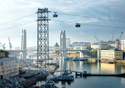 , an urban cable car system operating over the Penfeld River in