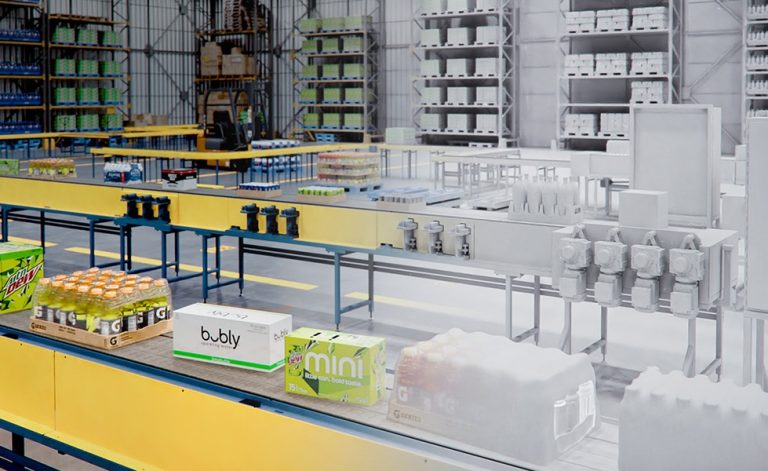 NVIDIA Omniverse screen shot of Pepsi production line